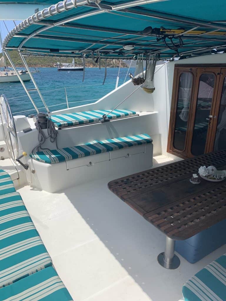 1985 Privilege 42 cockpit with cushions