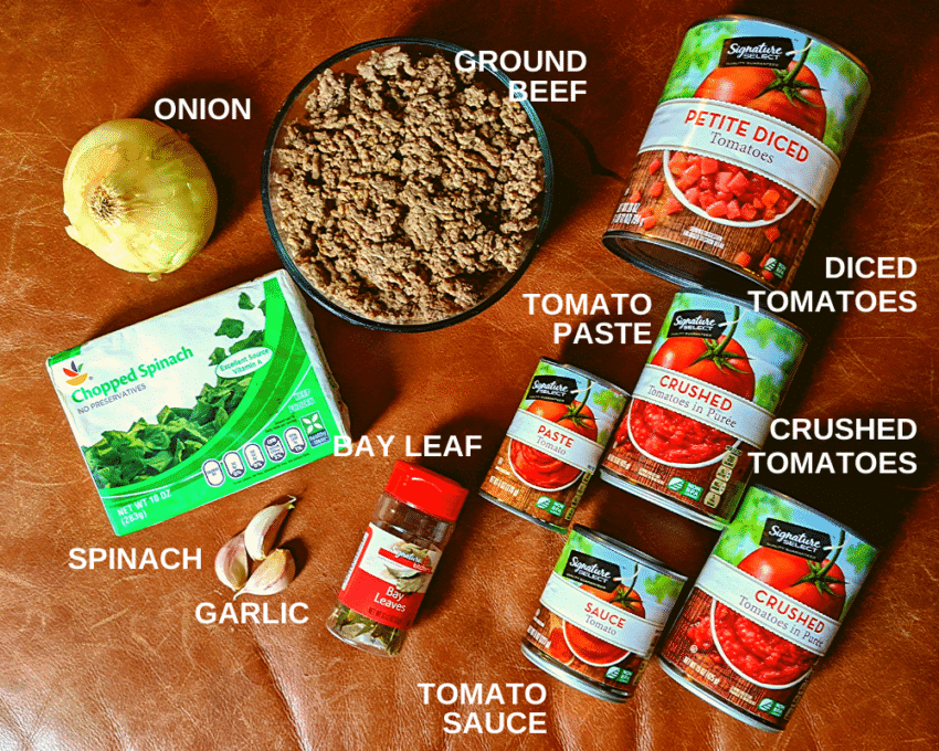 Basic inexpensive sauce ingredients arranged