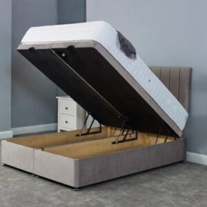 Soft Plush Velvet DIvan Ottoman Storage With 24″ Panneled Headboard