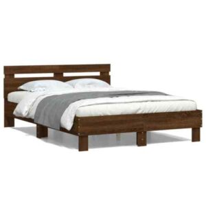 Bulliing Bed Frame with Headboard and  Brown Oak 120×200 ,Double Bed S0P3