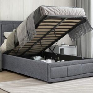 OTTOMAN STORAGE GAS LIFT UP SINGLE SMALL DOUBLE 4FT6 KING SIZE FABRIC BED FRAME