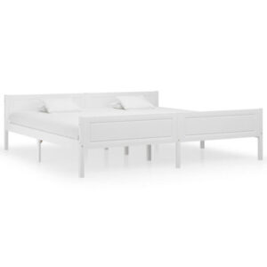 GuyAna Bed Frame Solid Pinewood White 200×200 ,Platform Bed Frame,For E7S8