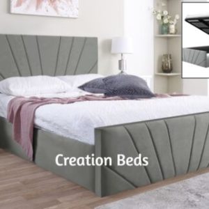 Plush Velvet Dawn Bed Frame, With or Without Ottoman Gas Lift Storage Bed