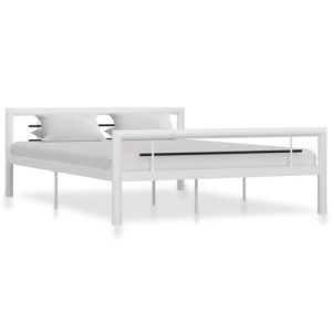 Bed Frame White and Black Metal 160×200  N0K0