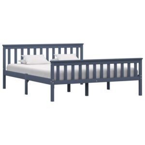 Bed Frame Grey Solid Pinewood 150 x 200  F1D1