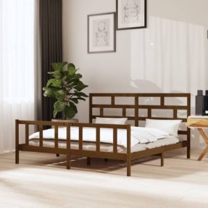 Bed Frame Honey Brown Solid Wood Pine 200×200  N1D4