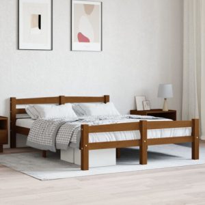 Bed Frame Honey Brown Solid Pinewood 120×200  Q2B3