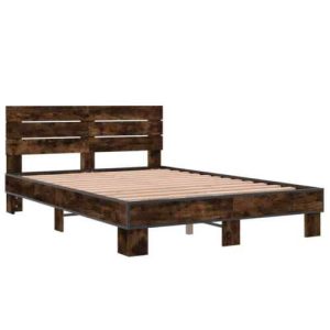 Bed Frame Mattress Foundation Home Bed Base Engineered Wood and Metal vidaXL