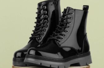 Lilley Womens Boot Black Lace Up Patent Side Zip Ankle shoezone SIZE