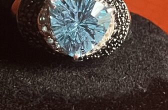 Trillion Cut Swiss Blue Topaz , White Topaz And Black Spinel, 925 Silver Rings