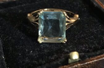 Vintage Style Jewellery Aquamarine Ring 18K Gold Plated
