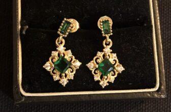Vintage Style Jewellery Green Gemstone And Zircon Earrings 18K Gold Plated
