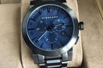 BURBERRY MENS WATCH STAINLESS STEEL GUNMETAL TONE & BLUE DIAL BU9365 GENUINE NEW