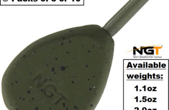 NGT Inline Carp Coarse Fishing Leads Weights Flat Pear 1.1-3oz 5-10 Packs