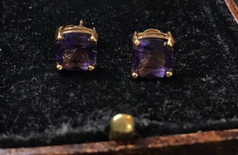 Vintage Style Jewellery Amethyst Earrings 18K Gold Plated
