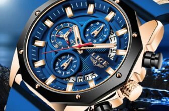 Mens Luxury Watch Chronograph Waterproof Sports Wristwatch Blue Gold LIGE 2024