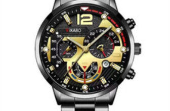 Men’s Luxury Water Resistant Watch Bracelet Strap Black White Gold Quartz UK