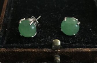 Vintage Style Jewellery Natural Jade Earrings 18K White Gold Plated