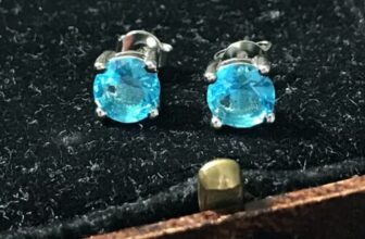 Vintage Style Jewellery Blue Topaz Earrings 18K White Gold Plated
