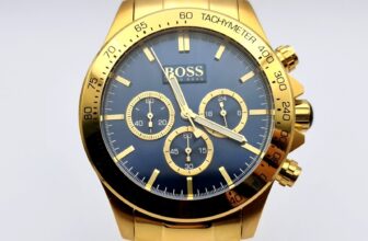 NEW HUGO BOSS 1513340 MENS IKON STEEL GOLD BLUE DIAL CHRONOGRAPH WATCH UK
