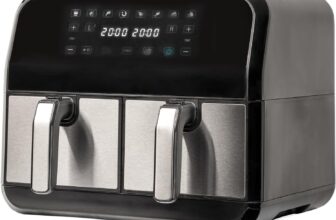 SIA Extra Large Dual Zone Air Fryer in Black, 8L, 8 Healthy Cooking Programs