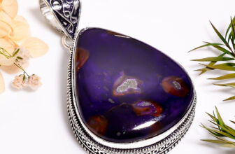 Rock Calcy Gemstone Vintage Handmade Jewelry.925 Silver Pendant 2.3″ SF11869