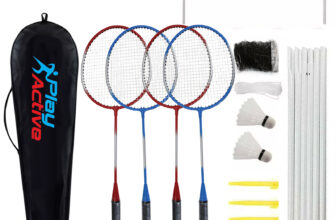 Badminton Set Professional 4 Player Racket Shuttlecock Poles Net Bag Garden Game