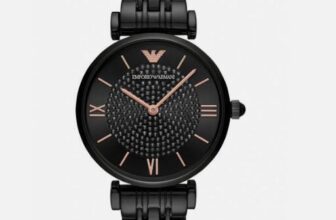 EMPORIO ARMANI AR11245 LUXURY BLACK CRYSTAL DIAL STAINLESS STEEL LADIES WATCH