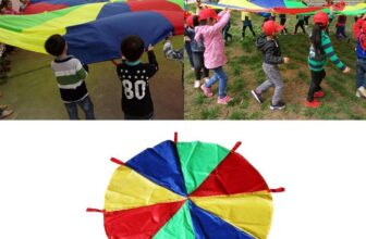 Kid’s Rainbow Parachute with Handles Outdoor Cooperative Group Play Toy