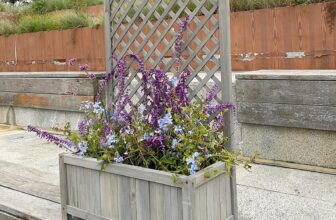 Garden Grey Wood Planter Trellis Box Lattice Plant Climbing Patio Flowerpot Bed