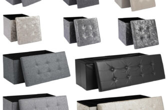 Folding Ottoman Storage Box Pouffe Seat Stool Home Chair Foot stool Bench LINEN