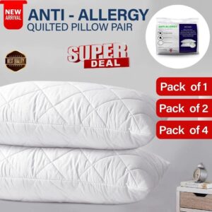 Hotel Quality Quilted Pillows 2 Pack | 4 Pack – Soft Comfortable Anti Allergy