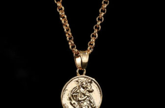 Gold 18K GF St. Christopher Pendant Belcher Chain CZ Stones Gents Heavy Filled