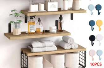 4PCS Wooden Floating Shelves Wall Mounted Display Storage Hold Book Shelf