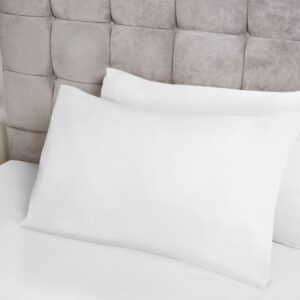 2 x Pillowcases Easy Care Non-Iron Housewife Pillow Cases Case Slips Cover White