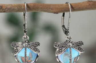 Dragonfly Drop Earrings Women Jewelry Moonstone Jewelry Vintage Earrings Antique