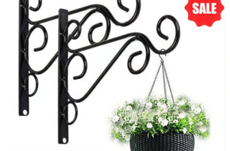 2Pcs Metal Hanging Basket Brackets Outdoor Garden Plant Hanger Hook Wall Decor