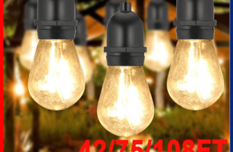 108FT Festoon String Lights Outdoor Garden Globe 30 LED E27 Bulbs Mains Rtaeghdr