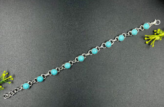 925 Sterling Silver Natural Turquoise Gemstone Handmade Jewelery Chain bracelet