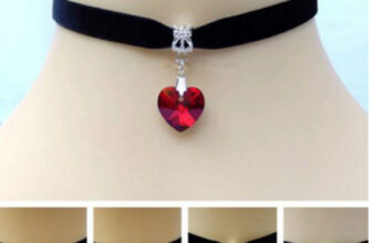 Black Velvet Ribbon Choker Necklace with Crystal Heart Shaped Pendant For Women