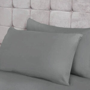 2 x Pillowcases Easy Care Non-Iron Housewife Pillow Cases Slip Cover Silver Grey