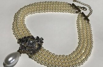 Beautiful Art Deco Style Statement Faux Pearl & Crystal Necklace