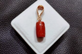 Natural Red Coral Gemstone Gold Plated Coral Handmade  Pendant Vintage Jewelry
