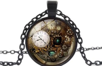 CLOCKWORK STEAMPUNK GLASS FRONT BLACK PENDANT NECKLACE