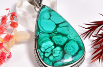 Malachite Gemstone Vintage Handmade Jewelry.925 Silver Pendant 2.6″ MR-10339