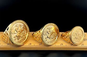 FULL HALF 1/10 St George Sovereign-Size RING 9ct YELLOW GOLD Coin Dragon Slayer