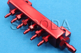 Car 6 Port Vacuum Intake Manifold Wastegate Turbo 1/8 NPT Boost Kits Red