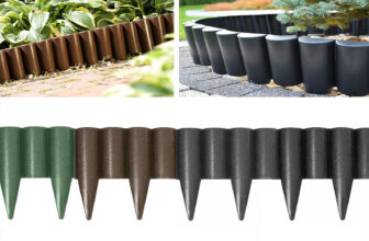 2.5m Long Garden Lawn Palisade Edging Border Wall Flowerbed, Wood Texture