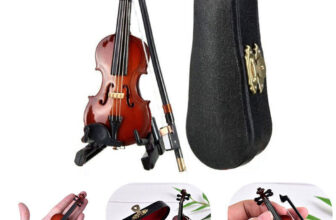 Mini Violin Miniature Musical Instrument Wooden Model with Support and Case