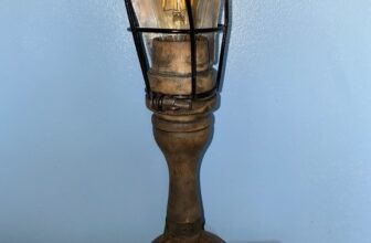 Vintage Wooden Caged Car Garage Inspection Lamp Automobilia